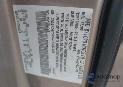 2001 Mercury Grand Marquis Ls from USA, damaged, VIN 2MEFM75W61X647329